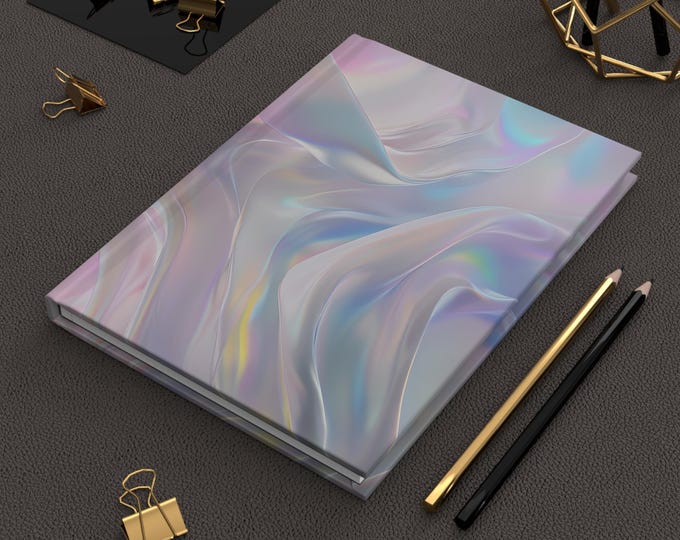 Personalized Binder, Iridescent Hardcover Journal, Elegant Notebook, Diary, Writing, Gift for Her, Inspirational Journal, Pastel Aesthetic