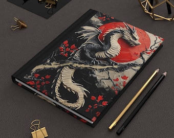 Dragon Hardcover Journal, Asian Inspired Matte Notebook, Vintage Oil Painting Diary, Artistic Sketchbook, Cultural Jotter