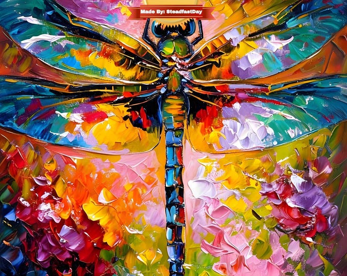 Colorful Abstract Dragonfly Paint by Number Kit with Easel - Everything Included for DIY Painting - Great Holiday Gift for Adults