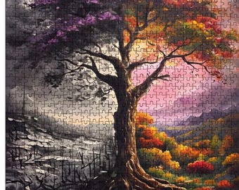 Colorful Tree Book Design Wooden Jigsaw Puzzle - Perfect Family Entertainment & Relaxation - Unique Nature Puzzle for Adults - Family Fun