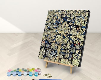 William Morris 'Tree of Life' Paint by Number Kit: Framed Canvas Art