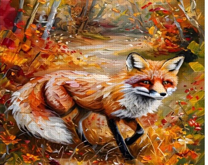 Fall Fox Diamond Painting Kit - DIY, Woods Design, Full Kit, Single-Sided Print, High-Quality Materials for Home Decor & Gifts