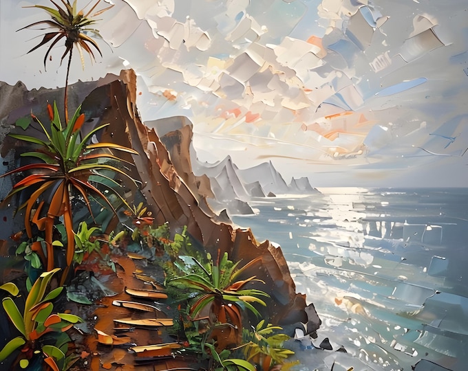 Diamond Painting, Hawaii Trail Photo, DIY Diamond Painting with Frame - yes Framed Canvas! Large 20"x28”  or 16”x20”, Diamond Art