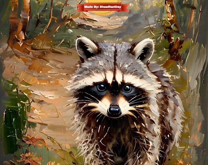 Charming Raccoon in the Woods Paint by Numbers Kit with Stand - DIY Framed Art for Adults - Perfect Nature Gift - Single-Sided Printing