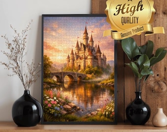 Fantasy Castle Wooden Jigsaw Puzzle | 500 or 1000 Piece Oak Wood Puzzle | Vertical or Horizontal Art Puzzle | Adult Puzzle Gift