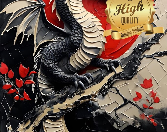 Puzzle, Dragon, Wooden Jigsaw Puzzle, 500 pieces, 1000 pieces, Originally Made, Vintage Asian Design, Unique Puzzle, Oak Wood Puzzle, Jigsaw