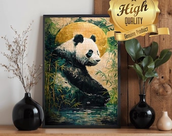 Panda Wooden Puzzle 300 500 1000 Pieces | Wildlife Panda Art Jigsaw Puzzle | Bamboo Moon Fantasy Puzzle Gift for Adults