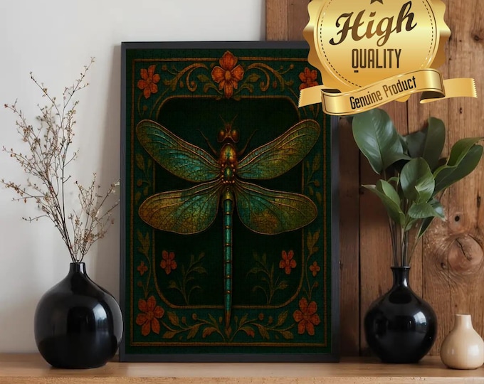 Steampunk Dragonfly Wooden Jigsaw Puzzle: Oak Floral Design, 500/1000 Pieces