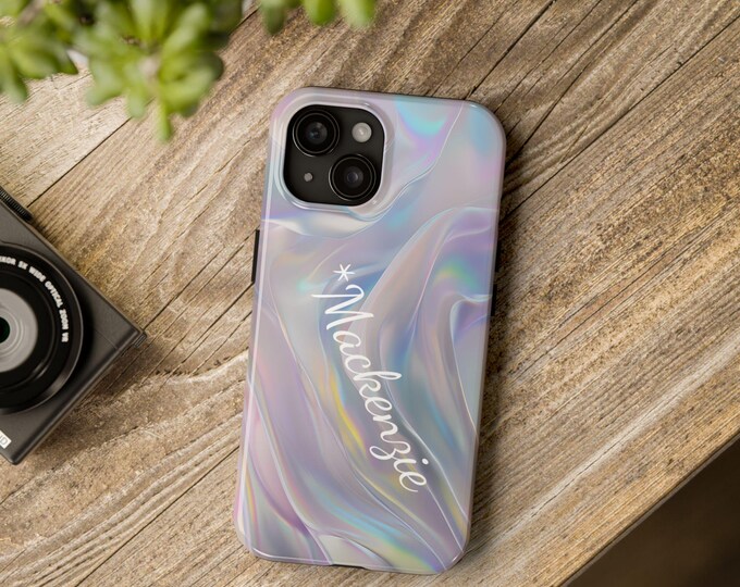 Personalized Iridescent Tough Phone Case, Custom Phone Cover, Unique Gift for Her, Stylish Phone Accessory, Trendy Tech Gift