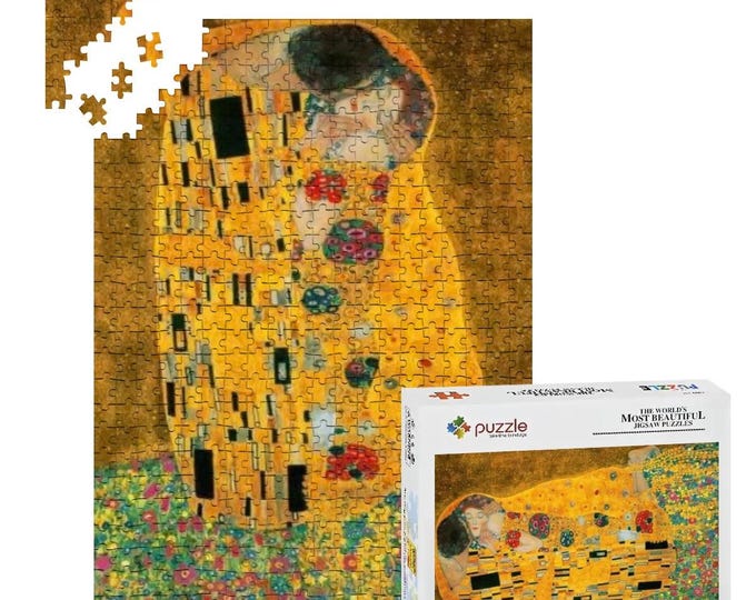 The Kiss Gustav Klimt Puzzle | Wooden Art Nouveau Jigsaw (500 or 1000 Piece)