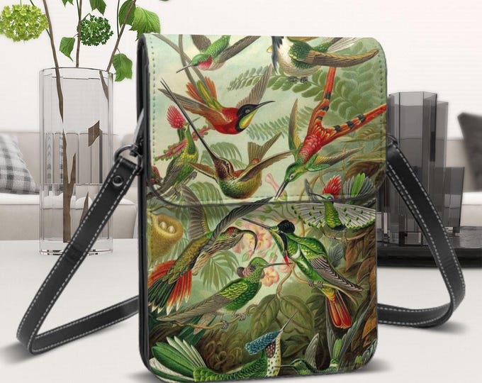 Vintage Art Hummingbirds Crossbody Purse with Adjustable Strap - Lightweight and Durable, Perfect for Everyday Use and Special Occasions