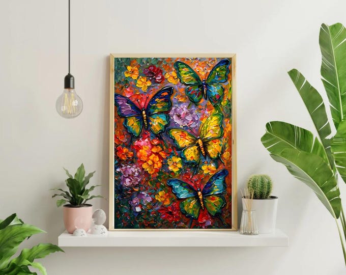 Butterflies Poster, Fine Art Print for Home Decor, Wall Art Decor, Vibrant Nature Illustration, Insect Artwork, Gift for Nature Lovers