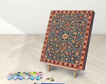 William Morris Paint by Number Kit: Framed or Frameless Canvas Tapestry Art