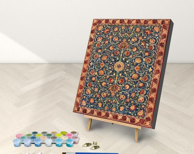 William Morris Paint by Number Kit: Framed or Frameless Canvas Tapestry Art