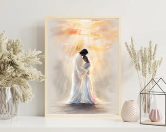 Spiritual Fine Art Poster, Christian Wedding Gift, Love Art
