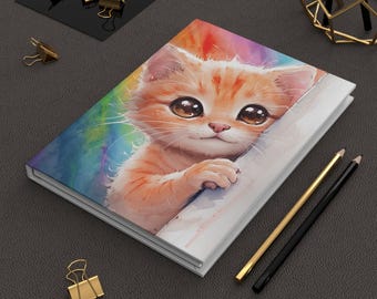 Watercolor Kitten Hardcover Journal – Cat Lover Gift, Tear Out Pages