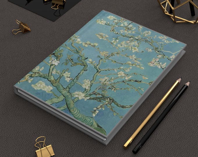 Hardcover Journal, Almond Blossoms by VAN GOGH, Vintage Art Journal, Van Gogh Oil Painting, Van Gogh Notebook, Antique Art, Gift, Book Bind