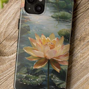 Lotus Flower Tough Phone Case, Asian Art Oil Painting Protective Cover, Floral Phone Case, Hard Case for Phone, Unique Gift for Her, Lotus