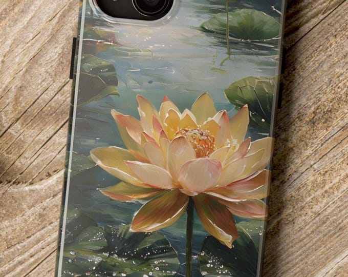 Lotus Flower Tough Phone Case, Asian Art Oil Painting Protective Cover, Floral Phone Case, Hard Case for Phone, Unique Gift for Her, Lotus