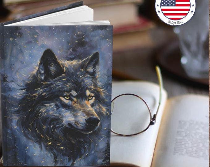 Majestic Wolf Hardcover Journal, Nature Notebook, Gift for Writers, Art Journal, Diary, Eco-Friendly Stationery