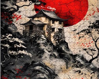 House on Cliff Wooden Jigsaw Puzzle: Precision Cut Oak or Basswood