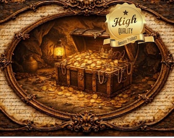 Wooden Treasure Chest Jigsaw Puzzle: Pirate Gold Adventure Artwork (500/1000 Pieces)