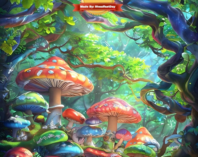 Paint by Numbers, Mushrooms in the Woods, Paint by Number Kit, Painting of Woods, Colorful Painting, DIY Craft, Includes Everything!
