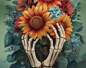 Floral Bones Diamond Painting Kit, Framed or Frameless Canvas DIY Art