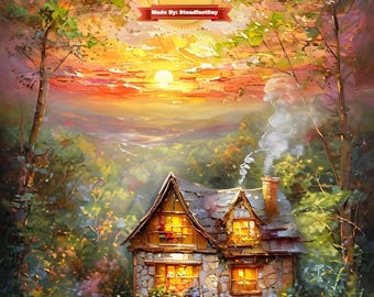 Magical Sunset Paint by Numbers Kit - Framed with Stand, Canvas Print, Complete with Supplies - Perfect for Home Decor & Gifts