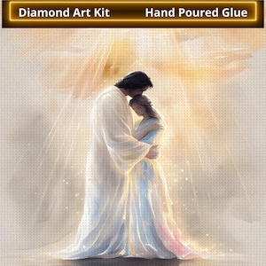 Heavenly Hug, Embrace, Diamond Painting Kit | DIY Art Kit for Home Decor & Artist Gift, Heaven, Diamond Art, Free Shipping, Jesus, Church