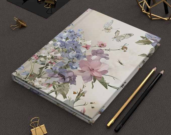 Make your Own, Floral Hardcover Journal, Butterfly and Flower Design, Perfect Gift, Elegant Notebook for Writing & Sketching, Journal for