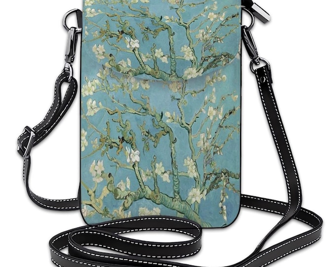 Crossbody, Cell Phone Purse, Almond Blossoms by Van Gogh bag, Crossbody bag, shoulder bag, Almond blossom bag, little bag, Van Gogh art