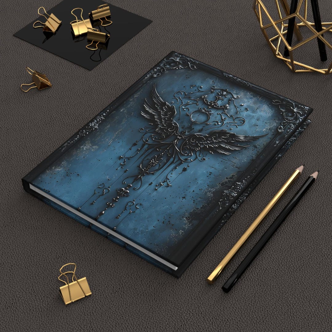 Angel Wings Gothic Journal: Blue Dark Fantasy Hardcover Notebook - Etsy