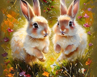 Bunny Meadow Paint by Number Kit: Framed Canvas Art