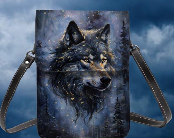 Wolf Crossbody Phone Bag: Lightweight Leather Cell Phone Purse