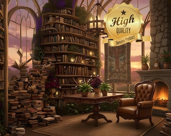 Magical Library, Oak Wood Jigsaw Puzzle, Cozy Book Nook, Cottagecore Decor, Precision Cut