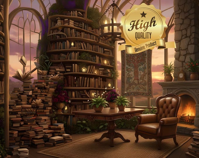 Magical Library, Oak Wood Jigsaw Puzzle, Cozy Book Nook, Cottagecore Decor, Precision Cut