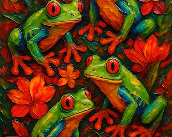 Vibrant Frog Diamond Painting, DIY Canvas Art, 16"x20" Diamond Art, Acrylic Diamonds, Full Kit Included, Creative Gift, Frogs
