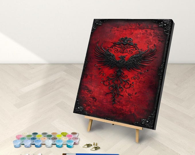 Phoenix Paint by Numbers Kit: Gothic Crimson Art, DIY Craft