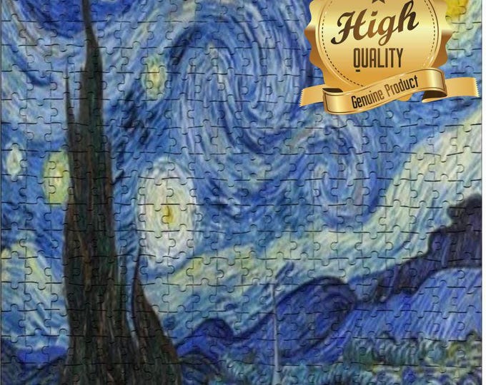 Van Gogh Starry Night Wooden Puzzle – 500 or 1000 Pieces | Premium Oak Wood, UV Printed, Art Jigsaw for Adults & Families