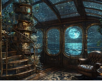 Night Sky, Full Moon, Sailor's Ship, Ocean View Jigsaw Puzzle: Precision Cut Wood, 500 or 1000 Pieces
