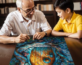 Magical Fantasy Doorway Wooden Jigsaw Puzzle: Oak Wall Decor