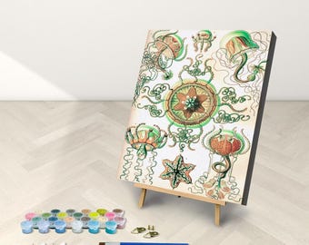 Unique Art, Ernest Haeckel Paint by Number Kit: Trachomedusae Canvas Art, Framed or Frameless Kit