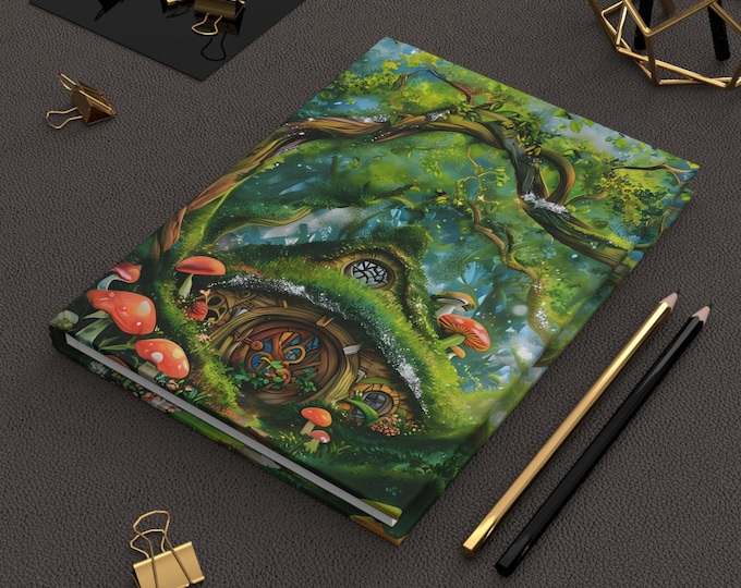 Fantasy Journal with Hardcover Hobbit House Design | Matte Finish, Nature Lover Gift, Perforated Pages for Easy Tearing, Unique Writing