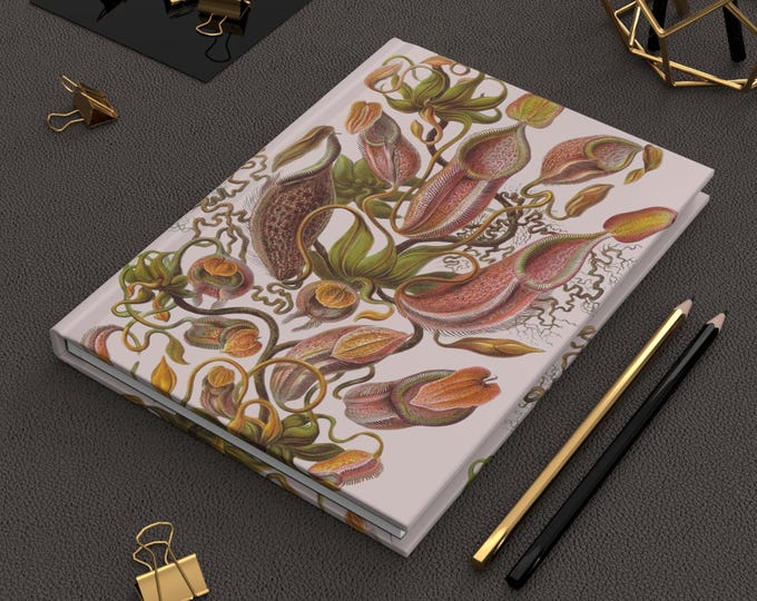 Hardcover Journal, Nepenthes, Tropical Pitchers Plants By Ernest Haeckel, Antique, Notebook, Sketchbook, Planner, Diary, Beautiful Flowers