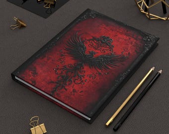 Gothic Phoenix Journal: Vintage Antique Design, Red Matte Hardcover