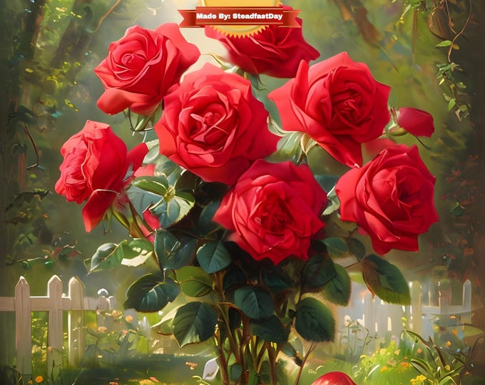 Flowers and Mushrooms, Framed Paint by Numbers Kit for Adults with Stand, Photo of Red Roses & Mushrooms, Canvas Print, Includes Everything!