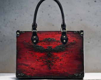 Red Phoenix PU Leather Handbag, Fantasy Tote Purse