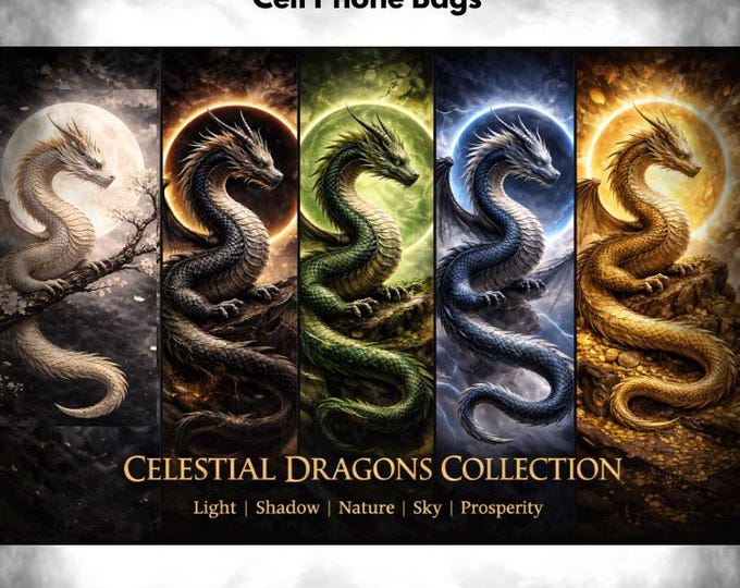 Celestial Dragon Cell Phone Purse, Fantasy Dragon Leather Crossbody Bag