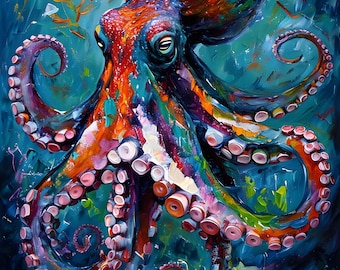 Paint by Numbers, Octopus, Paint by Number Kit for Adults, Painting of an Octopus, Colorful Abstract Painting, Includes Everything!